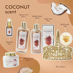 Mothers Day Gifts for Women - Coconut Bath and Body Gift Basket Set for Women and Men Spa Kit Spa Gift Baskets | Valentines Day Gifts, Birthday, Christmas Gift, All Occasion Present for Mom
