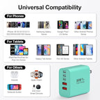 USB C Charger Block, 60W 5-Port Type C Charger Fast Charging Block, USBC USB Multiple Port Wall Charger Plug Adapter for iPhone 17/Air/16/15/14/13/12/11 Pro Max, Samsung Galaxy, iPad, Tablet (Green)
