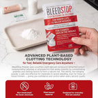 BleedStop™ First Aid Powder for Blood Clotting, Trauma Kit, Blood Thinner Patients, Camping Safety, and Survival Equipment for Moderate to Severe Bleeding Wounds or Nosebleeds 5 Pack 15g