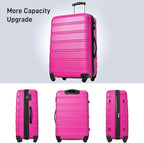 2 Piece Luggage Sets with Travel Bag, Lightweight Expandable Checked Luggage Sets, Hardshell ABS Spinner Wheels Carry on Suitcase with TSA Lock, for Travel, Women Men, 20 IN&24IN, Pink