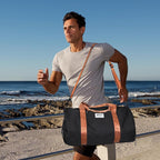 Gym Bags for Men with Side Pocket, 38L Sports Gym Duffle Bag with Wet Pocket&Shoe Compartment, Large Waterproof Sport Duffel Bags for Travel, Sports, Fitness&Workout(Black/Brown)