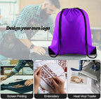 PLULON 15 Pcs Purple Drawstring Bags Drawstring Backpack Bulk, String Backpack Cinch Sack Sport Gym Backpack Bags for Yoga Traveling Outdoor Sports