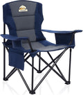 Colegence Oversized Folding Camping Chairs - 450 LBS Support Heavy Duty Camp Chair with Padded Cushion, Portable Outside Chairs with Carry Bag，Cooler, Cup Holder for Outdoor, Lawn, Sports - Blue