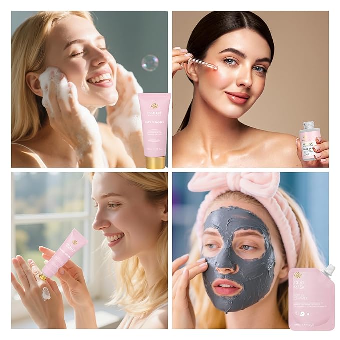 33 Pcs Mother's Day Gift for Mom, Rose Facial Skin Care Set, Bath & Body Spa Basket for Women, Beauty Care Kit, Makeup Bag, Face Serum, Christmas, Birthday, Christmas, Anniversary