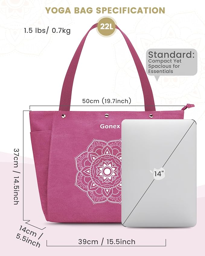 Gonex Yoga Mat Bag, Yoga Gym Bag Tote Bag with Multi Pockets For Women Men, Canvas Yoga Mat Carrier Take in Out Mat Easily For Pilates Travel Workout Office