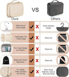 Elviros Hanging Travel Toiletry Bag for Women, 3-in-1 Large Makeup Bag and Cosmetic Organizer, Vegan Leather Waterproof Skincare Case for Travel Size Toiletries and Accessories, Gift for Women