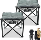 Padded Camping Stool, 18 Inch Oversized Camping Foot Rest, 500lb Camping Chairs Outdoor Footstool Portable Camping Ottoman for Camping Gardening Fishing w/Storage Net Carry Bag (2, Darkgreen)