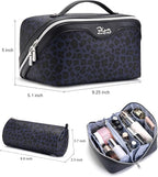 BOYATU Travel Makeup Bags Cosmetic Organizer Bag: 3 Pcs Set Large Capacity Make up Bag with Compartments - Waterproof Leather Toiletry Bags with Handle for Women (B-Blue)