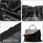 10 Pack Dust Bags for Purses and Handbags, Silk Dust Cover Storage Bag with Drawstring Travel Storage Pouch for Handbag Purse Shoes Boots (Black, 19.6 × 15.7 in)