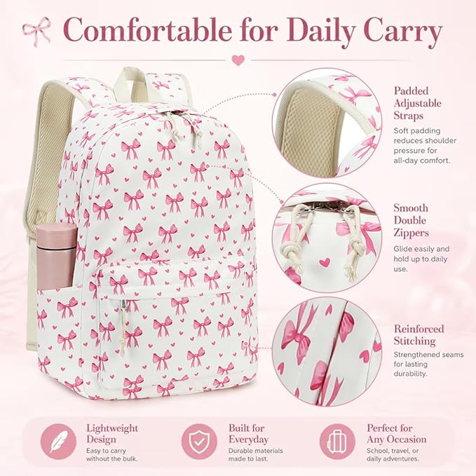 LOIDOU Backpack for Girls School Backpacks Bookbags for Elementary Middle School Women Laptop Backpacks (215 Beige, L-17)