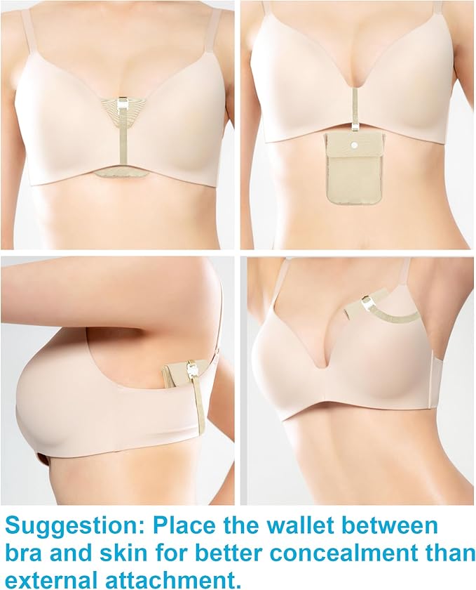 RFID-Blocking Travel Bra Wallet, Hidden Money Pouch with Adjustable Elastic Strap, Ideal Secret Pocket Protect Your Passport Credit Cards Valuables