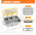 EASYFUN Bento Box Adult, Lunch Box, 4-Compartment Lunch Containers, Drop-Proof, Dishwasher Safe & Made with BPA-Free Materials (Grey)