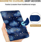 Passport Holder for Travel Essentials, RFID Blocking Leather Cover Wallet with Magnetic Closure, Aesthetic & Cute Passport Book Case for Women and Men - Star