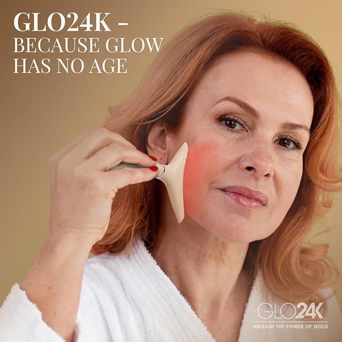 GLO24K 7 Color Beauty Device – Triple LED Action & Vibration Technology Facial and Neck Massager (Beige, 1 Pack)