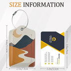 Boho Sun Mountain 3 Pack Luggage Tag for Suitcase, Leather Bag Tags with Privacy Cover ID Label and Durable Steel Loop for Cruise Airport Travel