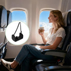 Airplane Foot Hammock with Memory Foam, Adjustable Portable Plane Leg Rest, Up to 31 in, Black Oxford Fabric Travel Foot Rest for Airplane Flights