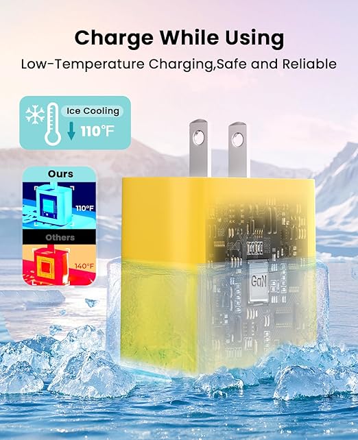 FEEL2NICE iPhone Charger Fast Charging 2 Pack Type C Wall Charger Block with 2 Pack [6FT&10FT] Long USB C to Lightning Cable for iPhone 14/13/12/12 Pro Max/11/Xs Max/XR/X,AirPods Pro,Yellow