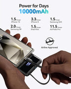INIU 45W Power Bank, Slimmest 10000mAh Portable Charger with Built in USB-C Cable, Fast Charging USB C in&Out Battery Pack, Travel External Phone Charger for iPhone 17 16 15 Samsung S24 S23 Google etc