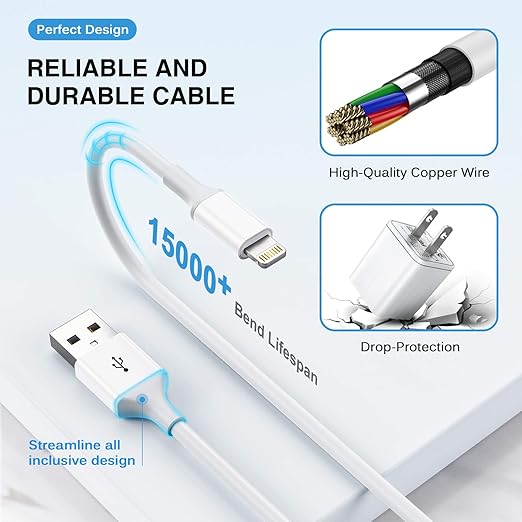 iPhone Charger,[Apple MFi Certified] Fast iPhone Charger 2PACK 6FT Lightning Cable Cord Fast Charging Dual 2 Port Plug USB Wall Charger Compatible with iPhone 14 13 12 11 Pro Max XS XR X 8 Plus 7 iPad