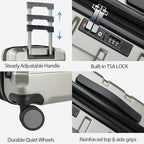KROSER Hardside Expandable Carry On Luggage with Spinner Wheels & Built-in TSA Lock, Durable Suitcase Rolling Luggage with USB Port, Carry-On 20-Inch Champagne