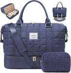 LOVEVOOK Travel Duffel Bag - Versatile Weekender Bag for Women, Puffer Carry On & Overnight Bag for Short Trips, Dark Blue