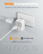 Australia Plug Adapter 2 Pack, TESSAN New Zealand Power Adapter with 4 Outlets 3 USB (2 USB-C), Type I Travel Adaptor for US to Australian Argentina China Fiji Samoa Tonga Kiribati