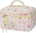 Gosect Large Makeup Bag, Cute Cosmetic Bag for Women Girls, Floral Coquette Aesthetic Toiletry Bag, Travel Make Up Organizer Bag(Love Bear