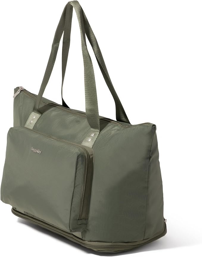 Baggallini Carryall Expandable Lightweight Travel Tote 22" Packable Folding Compact Nylon Washable Weekender w/Luggage Sleeve