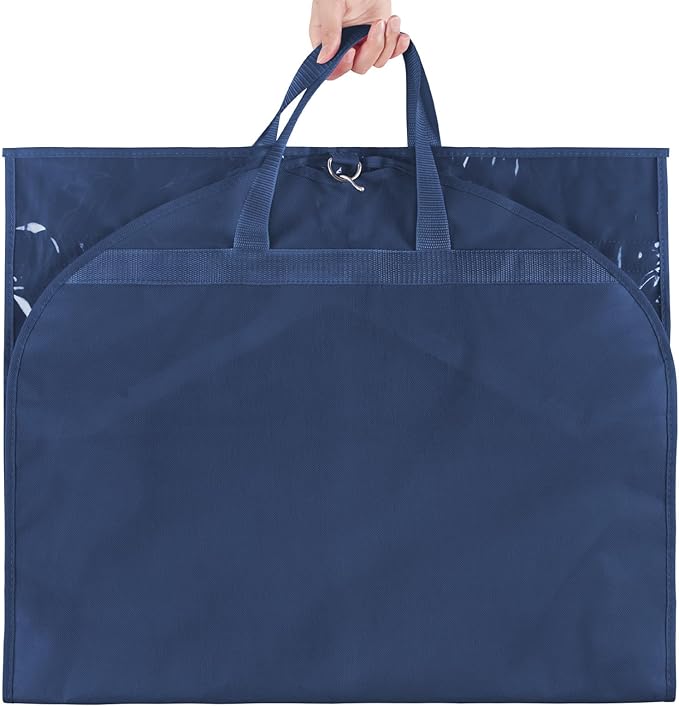 KEEGH CLear Garment Bags for Dance Costumes 40 inch Dance Garment Bags for Dancers Hanging Clothes for Closet Storage, with 4 Zipper Pockets for Dance Competitions, Ballet, Theatre, 2 Pack, Navy Blue