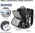 WONHOX Large Travel Backpack Women, Carry On Backpack,Hiking Backpack Waterproof Outdoor Sports Rucksack Casual Daypack Fit 14 Inch Laptop with USB Charging Port Shoes Compartment, Leaves Black
