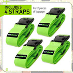 Untethered Luggage Straps | TSA-Approved Suitcase Belts with Heavy-Duty Buckles. Secure Adjustable Travel Accessories for Checked Bags. 4-Pack
