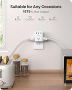 LENCENT 3 Prong to 2 Prong Adapter, 2 Pack, 3 Outlets Extender with 3 USB Ports, Wall Charger, Multi Plug Extender Splitter, Travel Adaptor for US to Japan Philippines-Type A