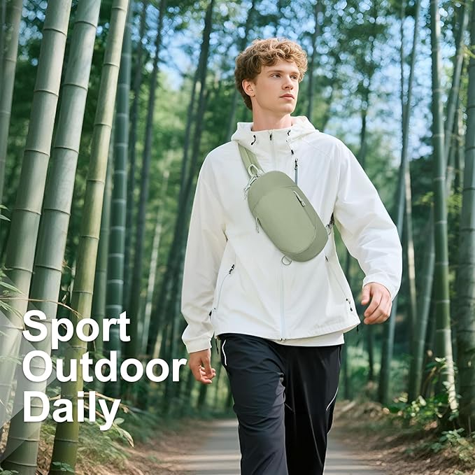 Small Sling Bag with RFID Blocking, Mini Fanny Pack for Women Men, Convertible Crossbody Anti Theft Chest Bag for Travel Hiking Running, Light Green