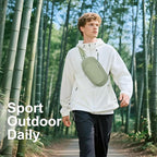 Small Sling Bag with RFID Blocking, Mini Fanny Pack for Women Men, Convertible Crossbody Anti Theft Chest Bag for Travel Hiking Running, Light Green