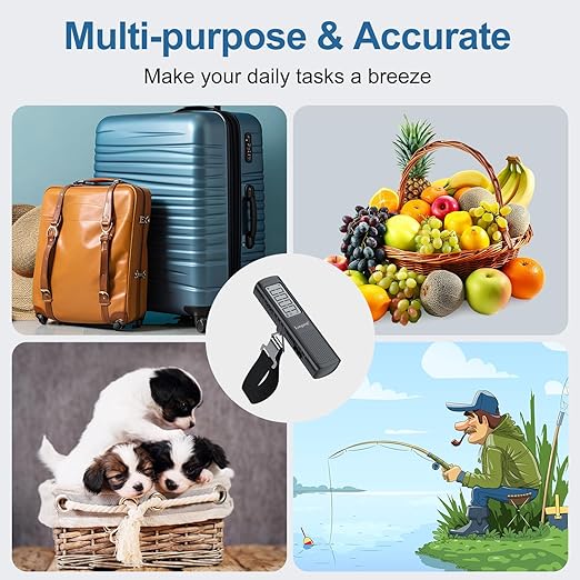 Battery-Free Digital Luggage Scale, 110lbs/50kg Portable Handheld Hanging Scale for Luggages, Suitcases, Backpacks & Bags, Easy Weighing for Travel, No Need Batteries (Black)
