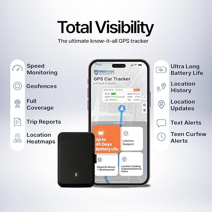 Brickhouse Security EON Odyssey GPS Tracker for Vehicles & Assets, Long Battery Life Tracker with Magnetic Mount, Tamper Alerts, Geofencing & Real-Time Tracking, Weatherproof, Subscription Required