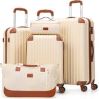 Cosbarn Luggage Sets 5 Piece Suitcases with Wheels, Suitcase Set ABS Hard Case Luggage with TSA Lock Spinner Wheels Durable Travel Luggage
