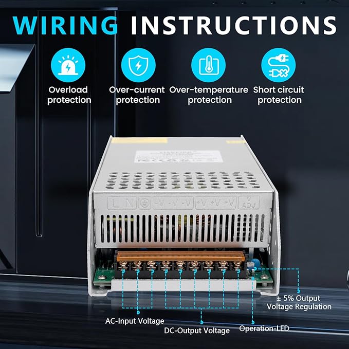 DC 60V 20A 1200W Power Supply 110V AC to DC 60V Converter 1200W Switch Power Supply Transformer for 60Volt Drive Sensor System Lamp Meter Controller Servo Electric Motor