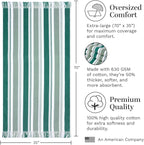 Laguna Beach Textile Co. Striped Cabana Beach Towel - Oversized, Plush 630 GSM Cotton - Palm Green
