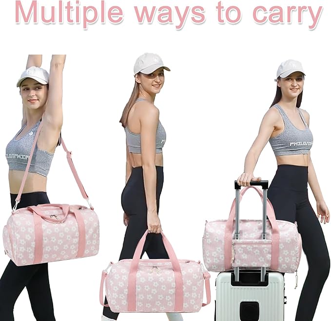 BLUBOON Duffle Bag Girls Kids Cute Gym Bag with Shoes Compartment & Wet Separation Waterproof Sports Overnight Travel Bag