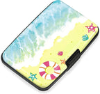 Mayski Credit Card Holder, RFID Blocking, Aluminum Alloy Hard Case, Small Mini Business Metal Wallet for Women Men, Beach Bliss