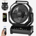 Socool Camping Fan with Light, 20000mAh Rechargeable Battery Fan with Remote, 112Hrs & 8 Speeds, Digital Display, Timer, Auto Oscillation, 270° Pivot & Hook for Outdoor Tent, Hurricane, Power Outage