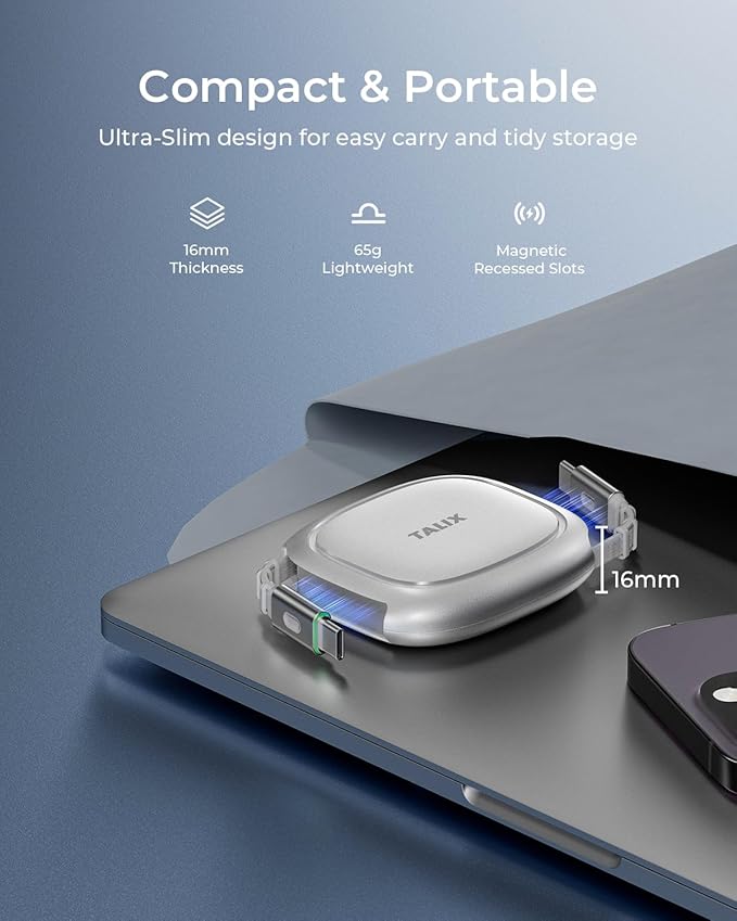 TALIX Fast Charging Power Bank Bundle, 125W 12800mAh Laptop Battery Pack with 240W USB-C Retractable Cable, 3-Port PD Charger for MacBook iPhone 17 Samsung Lenovo Travel