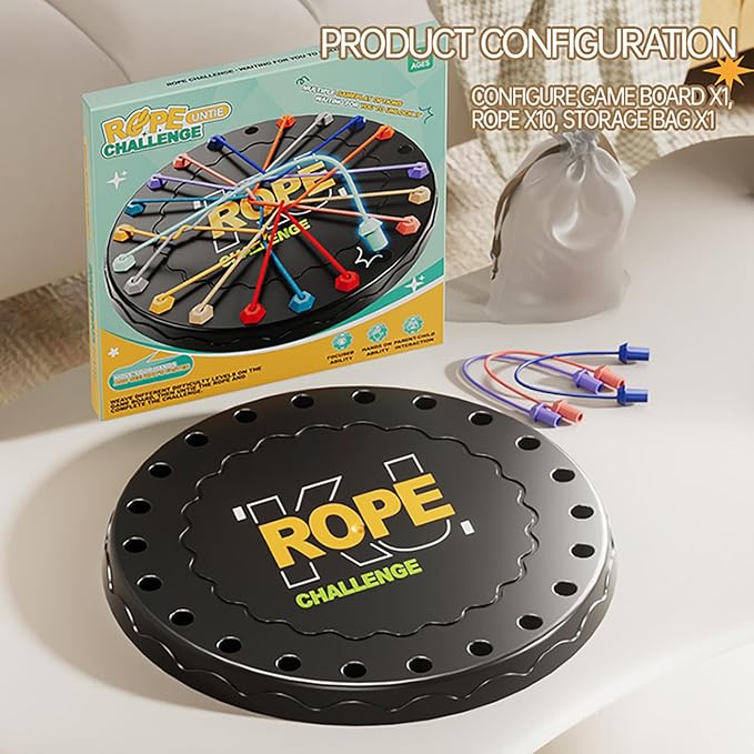 lartoys Rope Untangling Puzzle Game, Educational Strategy Board Game for Kids & Adults, Family Travel Party Games with Multi-Level Challenges, Gifts for All Ages