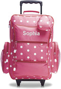 Lillian Vernon Personalized Personalized Kids Suitcases for Girls, 5-Pocket Pink Polka Dot Design Rolling Luggage Set, Customizable Travel Carrier on Wheels
