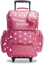 Lillian Vernon Personalized Personalized Kids Suitcases for Girls, 5-Pocket Pink Polka Dot Design Rolling Luggage Set, Customizable Travel Carrier on Wheels