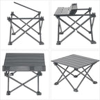 Wind Tour Roll-Up Camping Table, 4-Person Lightweight Aluminum Portable Outdoor Table with Carry Bag for Picnics BBQ Travel (15.7”x13.7”x11”| Wood Grain)