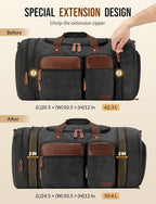 Canvas Duffle Bag for Travel 50L Expandable Travel Duffel Bags for Men Women Overnight Weekend Gym Bag with Shoes Compartment - Dark Grey