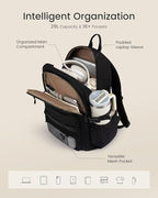 LOVEVOOK Laptop Backpack Women/Men with 40oz Cup Holder Buckle Strap, 15.6 Inch Tech-Ready Work Backpack, TSA-compliant for Travel & College with Versatile Mesh Pocket, Black