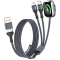 3 in 2 USB A/C Multi Charger Cable, Charging Cable for iWatch Charger/iPhone 17 Charger/IP, Braided Multiple Charger Cord Compatible with iPhone 17-11/iWatch Series 11-1/ultra/se/Car/Home 5FT
